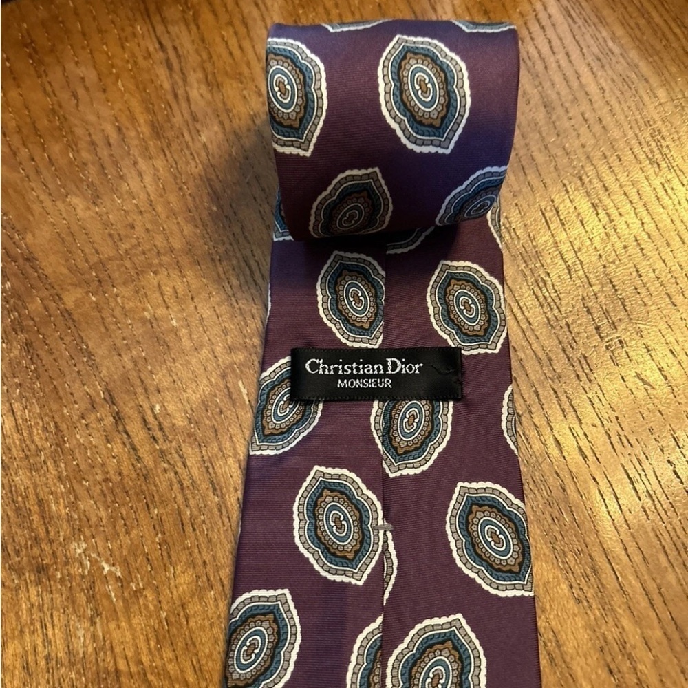 Christian Dior All Silk Elegant Purple Patterned Men's Tie EUC!! - Picture 7 of 16